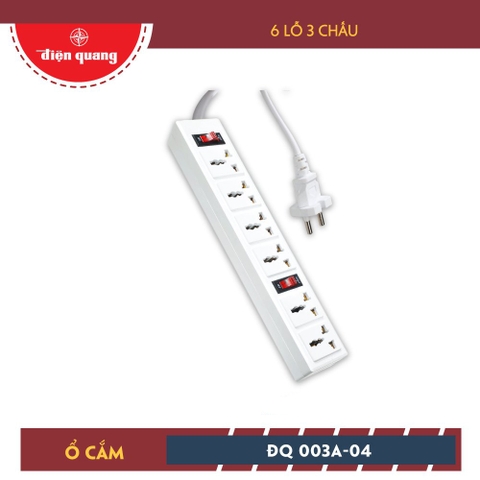 Ổ cắm Điện Quang ĐQ 003A-04 (6 lỗ 3 chấu)