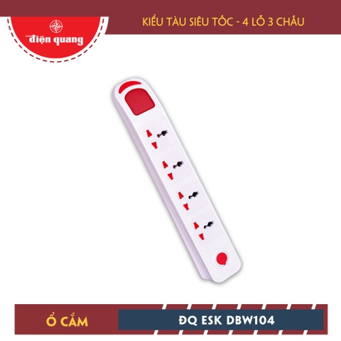 Ổ cắm Điện Quang ĐQ ESK 5W DBW104 (Kiểu tàu siêu tốc, 4 lỗ 3 chấu, dây dài 5m)