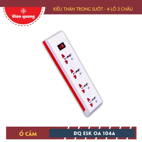 Ổ cắm Điện Quang ĐQ ESK 5W OA 104A (Kiểu thân trong suốt, 4 lỗ 3 chấu, dây dài 5m)