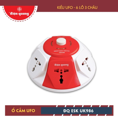 Ổ cắm Điện Quang ĐQ ESK UK986 (Kiểu UFO 6 lỗ 3 chấu)