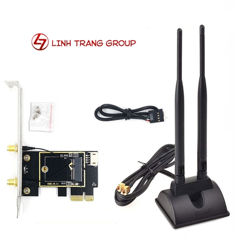 Adapter PCI-E gắn card wifi + bluetooth cho máy tính để bàn - PK131