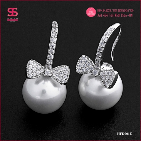 Khuyên tai Bạc gắn Ngọc trai HFD001E