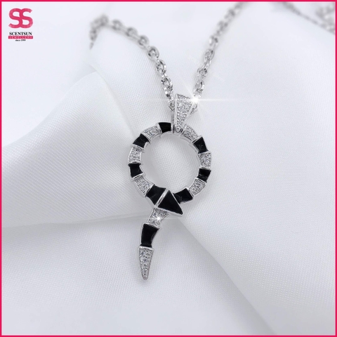 Mặt trang sức bạc ''Snake Tròn Khúc Trắng Đen'' A2651VG2.P