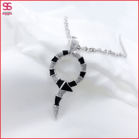 Mặt trang sức bạc ''Snake Tròn Khúc Trắng Đen''