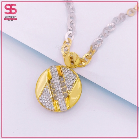 Mặt trang sức bạc ''Tròn 2 Rãnh Đáy Tổ Ong'' PS2115