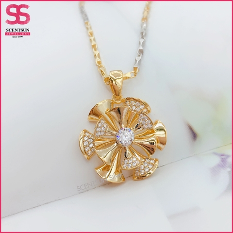 Mặt trang sức bạc ''Hoa 6 cánh 2 lớp'' 2383VG