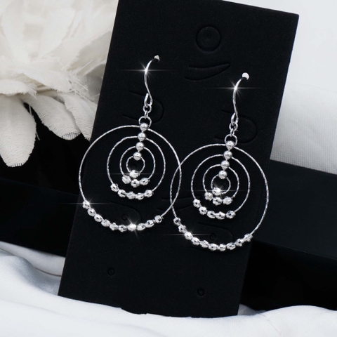 Khuyên tai bạc 3 vòng tròn lồng bi phay  1.24VZ2.E