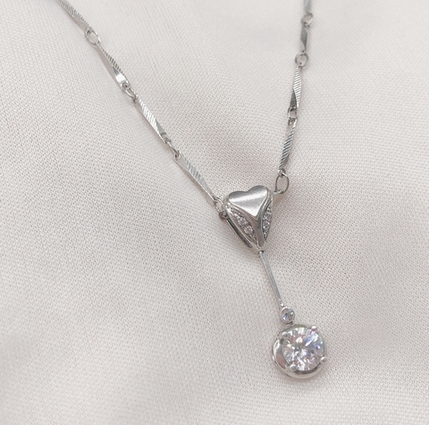 Mặt dây chuyền bạc trái tim nối đá tròn A9993VK1.P