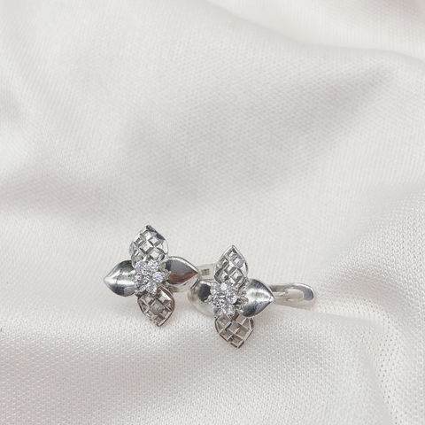 Khuyên bạc thoi 4 cánh nổi nhụy1763VG26E