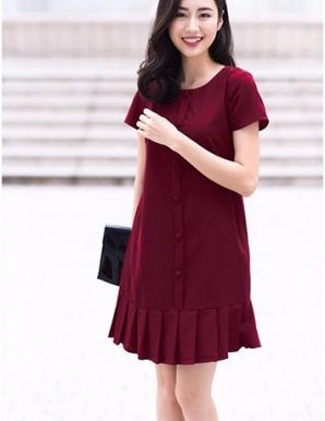 Đầm suông lai xếp ly cách điệu  C2769
