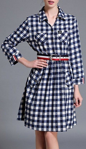 Đầm sơ mi công sở tùng váy xếp ly KK115-29 | Thời trang công sở K&K Fashion