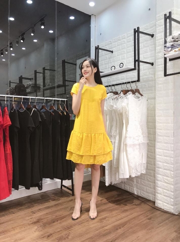 Đầm thun xòe đuôi cá phối voan dễ thương, váy suông chất vải thun cotton in  chữ đơn giản mặc hè thoải mái | Lazada.vn