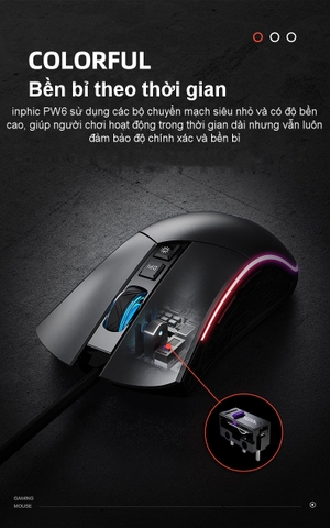 Chuột Gaming Có Dây inphic PW6 LED RGB 16,8 triệu màu cho game thủ chuyên nghiệp - Chính Hãng