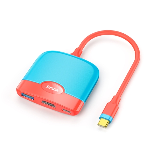 Bộ chuyển đổi Type-C/HDMI + PD + USB3.0 3 trong 1 đỏ và xanh H106