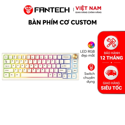 Bàn Phím Cơ Custom Tháo Lắp Hotswap FANTECH MK858 MAXFIT67 LED RGB - Switch Gateron Milky Yellow/Kailt Box White, Brown - Hàng Phân Phối Chính Hãng - Bảo hành 12 tháng Đen KIT Only