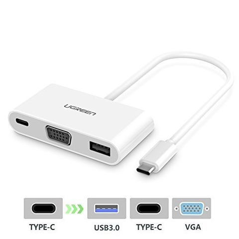 30376-Dây chuyển đổi đa năng USB Type C sang USB 3 + VGA + USB Type C UGREEN 30376 (Trắng)