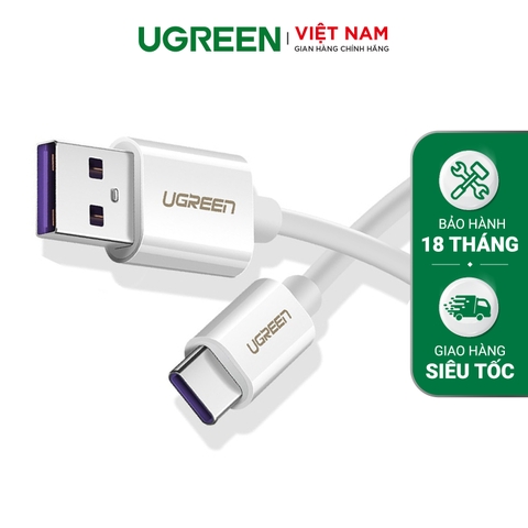 Cáp sạc Type C UGREEN US253 Sạc nhanh dòng 5A, truyền dữ liệu tốc độ cao - trắng-Type C-0.5