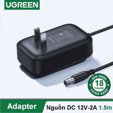 20359-Adapter cấp nguồn DC 12V/2A UGREEN 20359 đạt chuẩn 3C - Dùng cho Router Modem Wifi TV Box Switch - Hàng phân phối chính hãng - Bảo hành 18 tháng 1 đổi 1