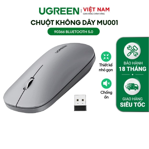 Chuột không dây 2.4G Ugreen MU001 Cho MacBook Pro M1 M2 iPad Laptop | 4 mức DPI 1000/1600/2000/4000 | Nút click im lặng | Chế độ tự động ngủ tiết kiệm pin | Bảo Hành 18 Tháng Đen_25163_Bluetooth