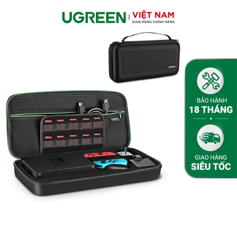 50275-Hộp đựng máy Nintendo Switch UGREEN LP145 - Chất liệu mềm mại chống shock, chống va đập - Thiết kế quai xách, tặng kèm móc treo - Đen-Nintendo Switch