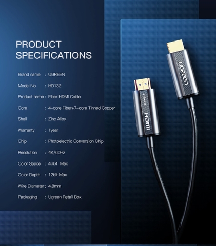 HD132 - 50217-30M-HDMI 2.0 Zinc alloy Optical Fiber Cable -