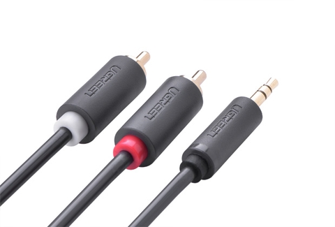 10772-Dây chuyển đổi 3.5mm ra 2RCA (HOA SEN) Dài 1m UGREEN AV102 10772