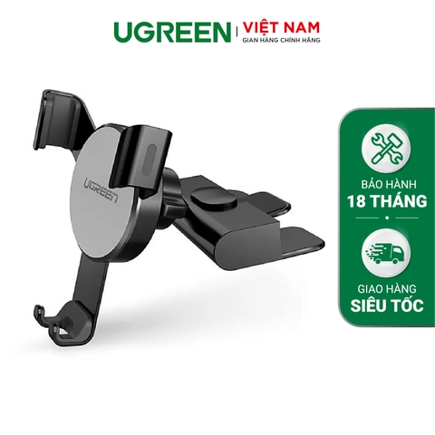 Giá đỡ điện thoại UGREEN LP144 - Kẹp khe đĩa CD trên ô tô - Tương thích màn hình kích thước từ 4-6.2 inch, chất liệu hợp kim nhôm