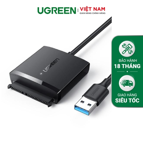 60561EU-Bộ combo (thiết bị + nguồn) chuyển đổi ra ổ cứng và SSD SATA UGREEN CM257 Có nguồn DC 5.5mm - Tốc độ truyển tải lên đến 5Gbps - combo (thiết bị + nguồn)