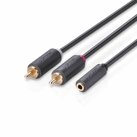 10548-Dây cáp 3.5mm cái ra 2 đầu RCA đực dài 1.5M UGREEN AV111 10548