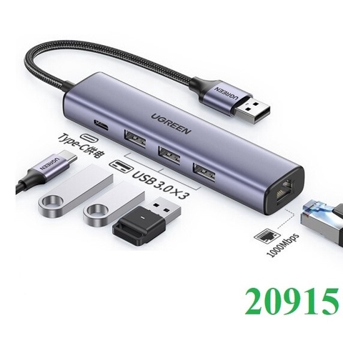 Bộ Hub chia USB 3.0 ra 3 cổng USB 3.0 + Lan Gigabit 1000Mbps 20915