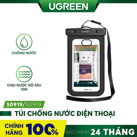 50919-Túi đựng điện thoại chống nước UGREEN 60959 Chống nước cao IPX 8 - Dùng được cho độ sâu 10m, tương thích với màn hình 4 - 6.5inch - 50919-viền nhựa-1 chiếc-Apple iPhone XS