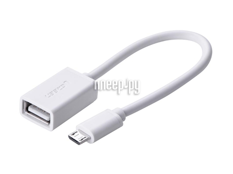 10822-Dây Micro USB 2 OTG dạng tròn dài 12cm UGREEN US133 10822 (trắng)