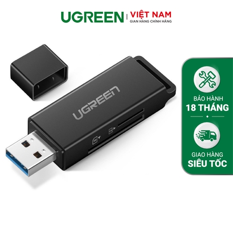 40750-UGREEN USB 3.0 to TF + SD Card Reader (Black)