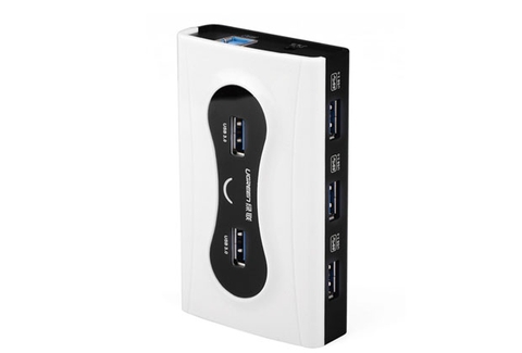 20247-Bộ chia 7 cổng HUB USB 3 thiết kế nhỏ gọn kèm adapter 5V2A UGREEN 20247 (đen trắng)