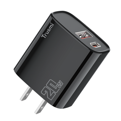 CH07-053-Trusmi Sạc nhanh PD20W A+C (US) (UK) - Đen-Chân tròn EU
