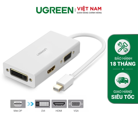 Cáp chuyển đổi 3 trong 1 Mini displayport sang HDMI/VGA/DVI-D (24+1) hỗ trợ 4k*2k UGREEN MD112