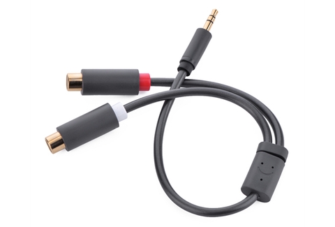 10547-Cáp âm thanh chuyển jack 3.5mm sang 2 đầu hoa sen RCA dài 20CM UGREEN AV109 10547 (màu đen)