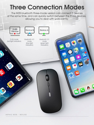 Chuột Bluetooth INPHIC M2B Bluetooth 5.0 Phong Cách Macbook Có Thể Sạc Lại - Hàng Chính Hãng Bảo hành 12 tháng 1 đổi 1