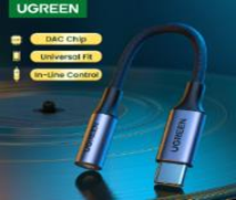 70859-Cáp chuyển đổi Type C sang 3.5mm UGREEN 80154 - Chip DAC cho khả năng tương thích rộng - Truyền tải âm thanh Hifi chất lượng cao - đỏ bện-70859-USB-C sang 3.5mm