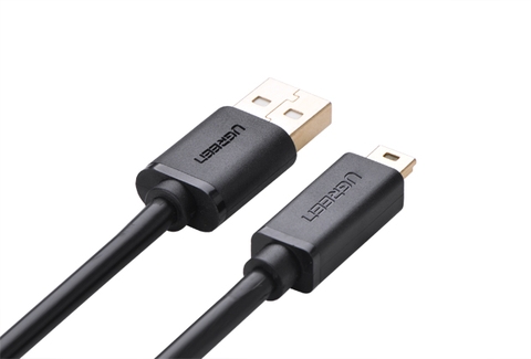 10386-Cáp sạc USB 2 sang mini USB mạ vàng dài 3m UGREEN US132 10386 (đen)