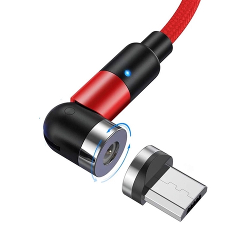 Dây sạc nam châm iPhone Type-C Micro USB TOPK AM66 - Sạc nhanh QC 3.0 Đỏ Micro A66110610