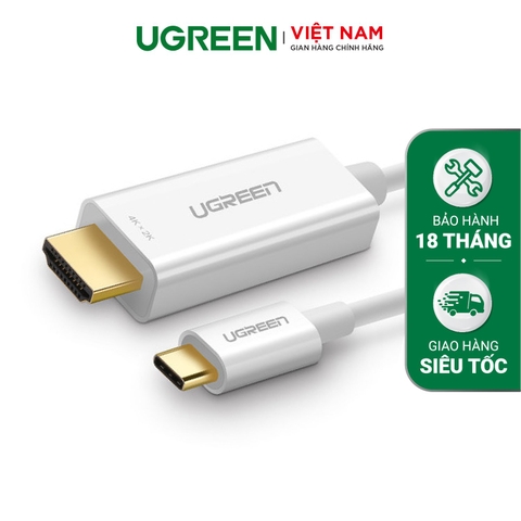 Cáp chuyển đổi USB-C sang HDMI dài 1.5M màu trắng UGREEN MM121 (30841) – Hãng phân phối chính thức