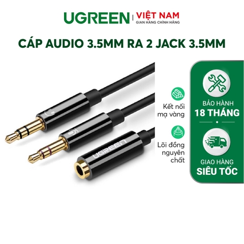 Cáp chuyển 3.5mm cái ra 2 đầu 3.5mm đực 20CM AV140