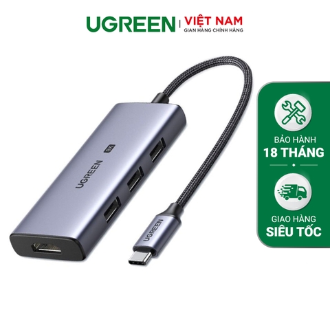 Bộ chuyển đổi USB Type C ra 3 × Usb 3.0 + Hdmi 8K 30Hz 15cm Ugreen CM500 50629