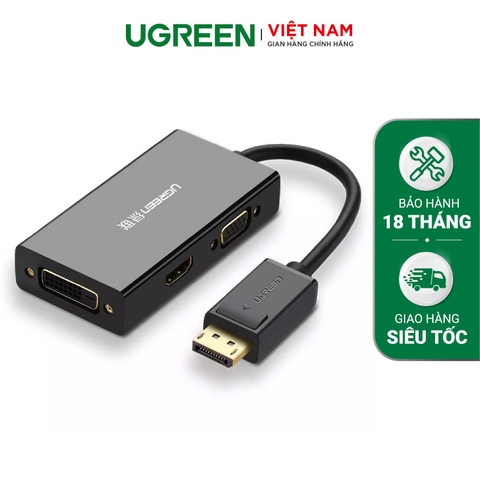 Cáp chuyển đổi đa năng 1 trong 3 từ Displayport đầu đực sang HDMI + VGA + DVI-D (24+1) đầu cái UGREEN 20420