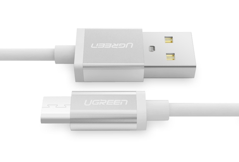 10828-Dây Micro USB sang USB 2 cao cấp dài 0.5m UGREEN US134 10828 (Trắng)