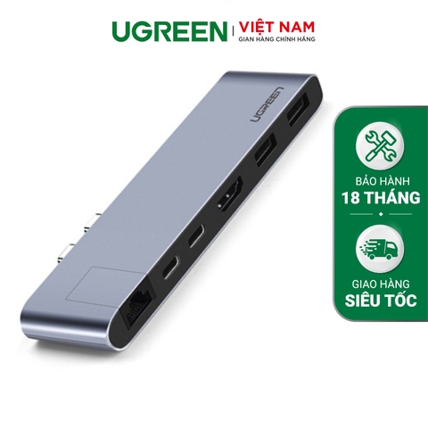 Hub Type C UGREEN 50984 Sang Hdmi + 3*USB 3.0 Ports + Gigabit Lan + Type-C PD