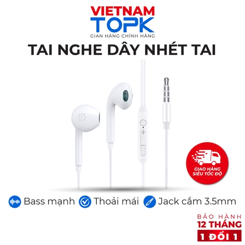 F20000001-Tai nghe nhét tai TOPK F20 màu trắng