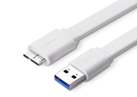 10820-Dây USB 3 sang micro 3 dẹt dùng cho SS Note 3/S4/S5 dài 2m UGREEN US130 10820 (trắng)