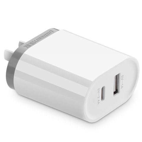 30321-Sạc USB 1 cổng USB và 1 cổng USB Type-C 5V/3.4A max -UGREEN 30321 (Trắng)